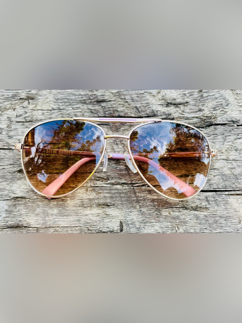 Steve Madden Aviators Gold/Rose Gold Frame and Brown Lenses
